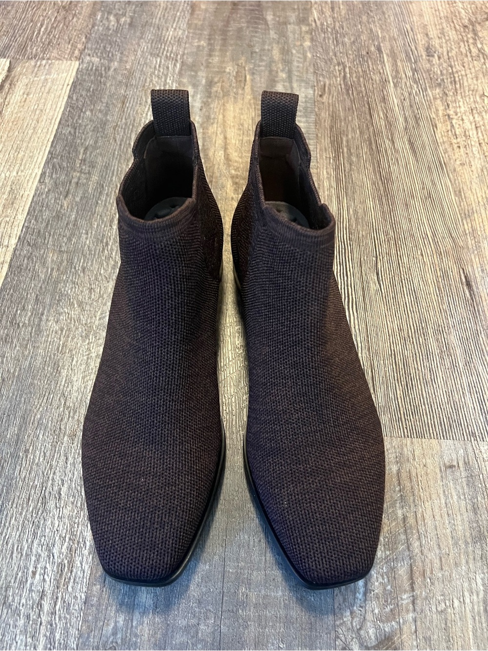 Women's Brown Knit Ankle Booties - Sleek Pull-On Style